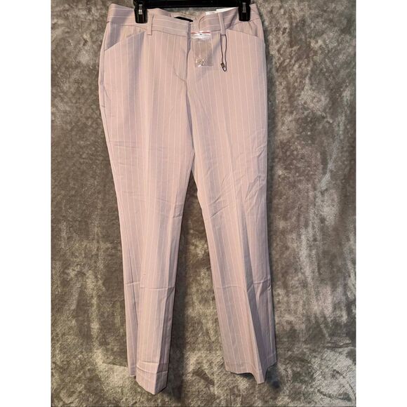 Express Editor Barely Boot Low Rise Pink & White Pinstripe Pants Sz 10 #758 - Picture 2 of 10